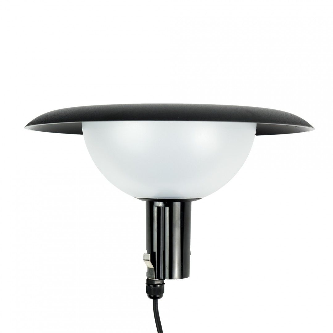 Nízka lampa Febe, tienidlo s klobúkom, osvetlenie záhrady, hlava na stĺp