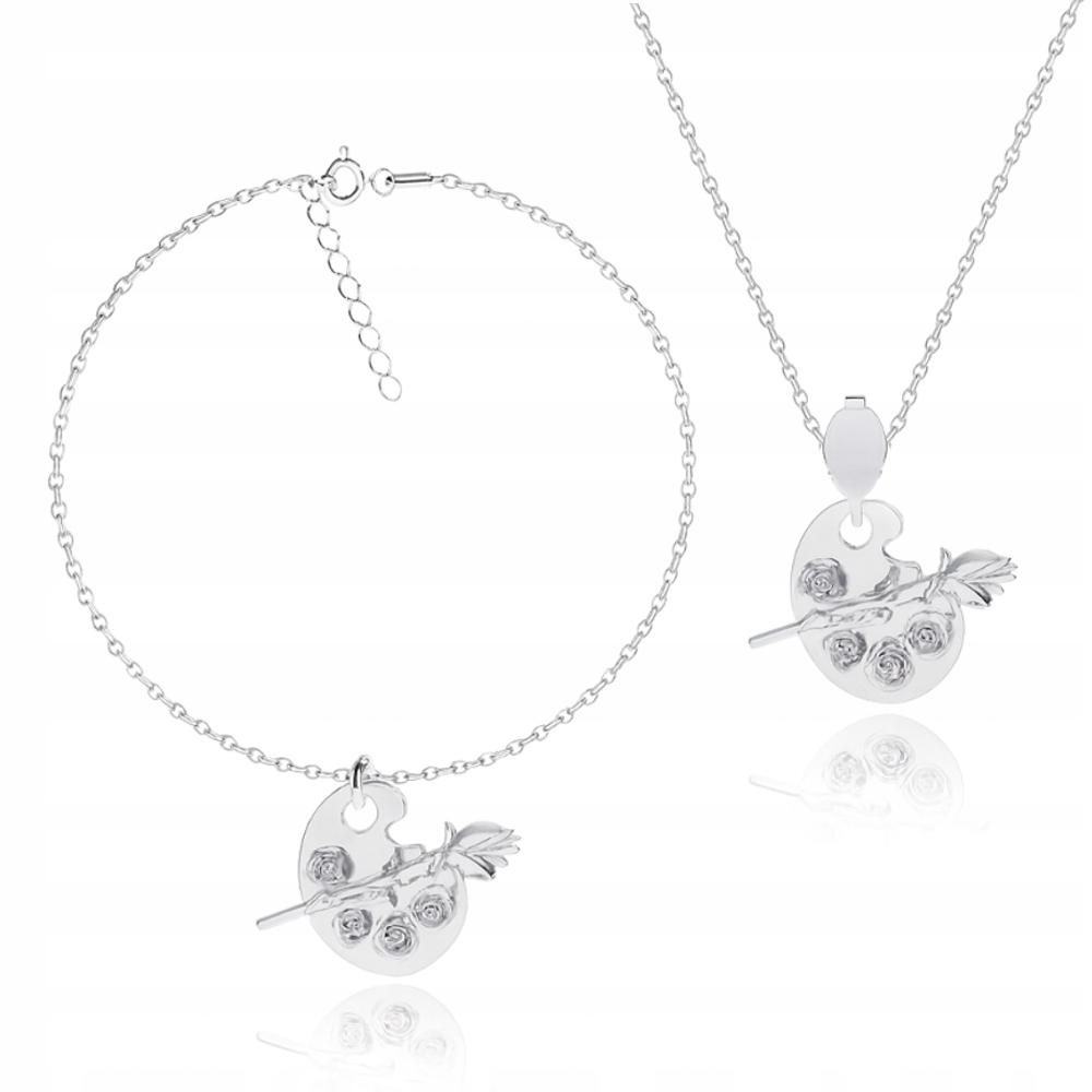 Paleta barev s růží Frida Kahlo stříbrný komplet šperků ankr stříbro 925