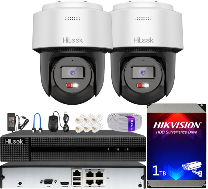 Monitorovací sada 2 kamer 4Mpx 360° Ir/led 30 m 4ch PoE rekordér