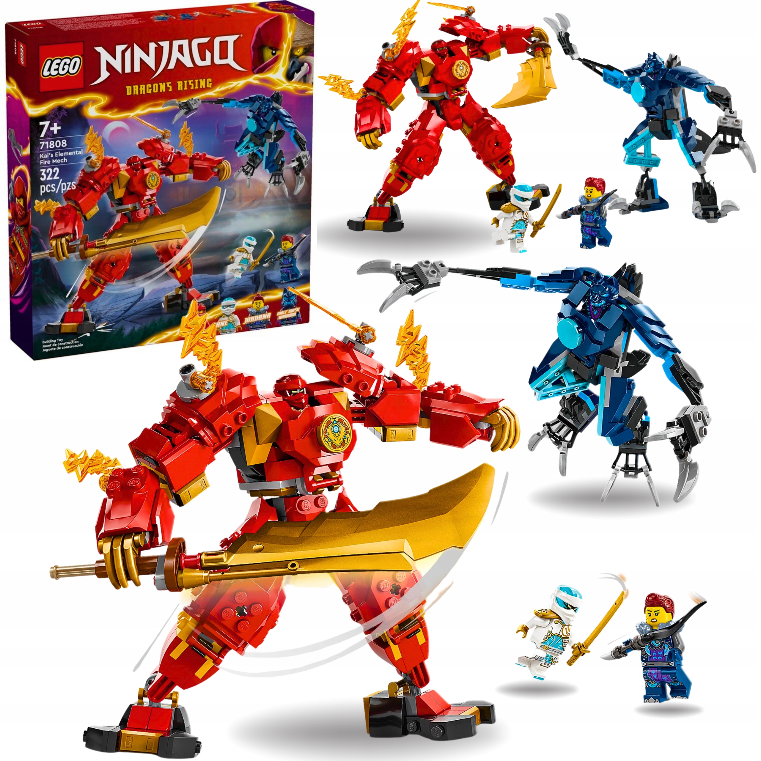 Lego Ninjago Mech Żywiołu Ognia Kaia 71808 Robot Ognisty Zestaw 322 El XXL