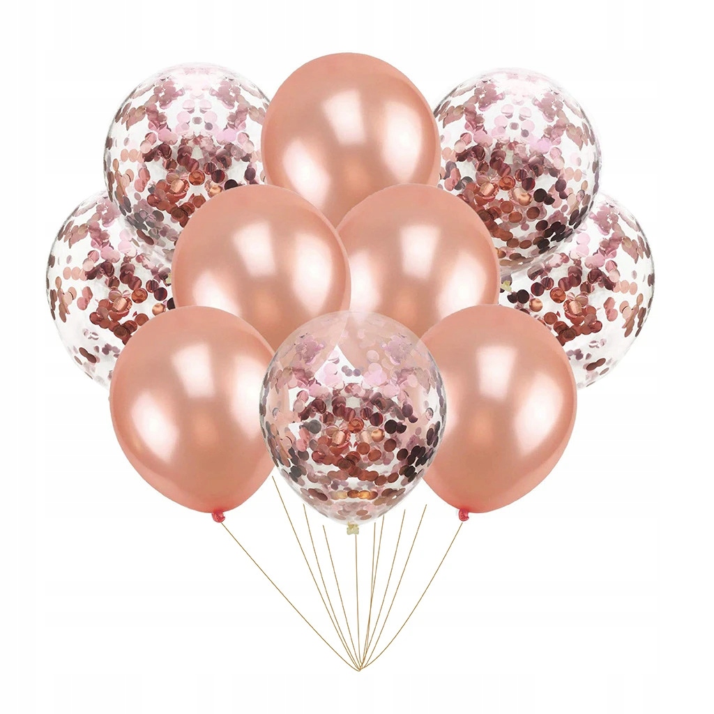 

Zestaw balonów złoty róż chrom z konfetti balon