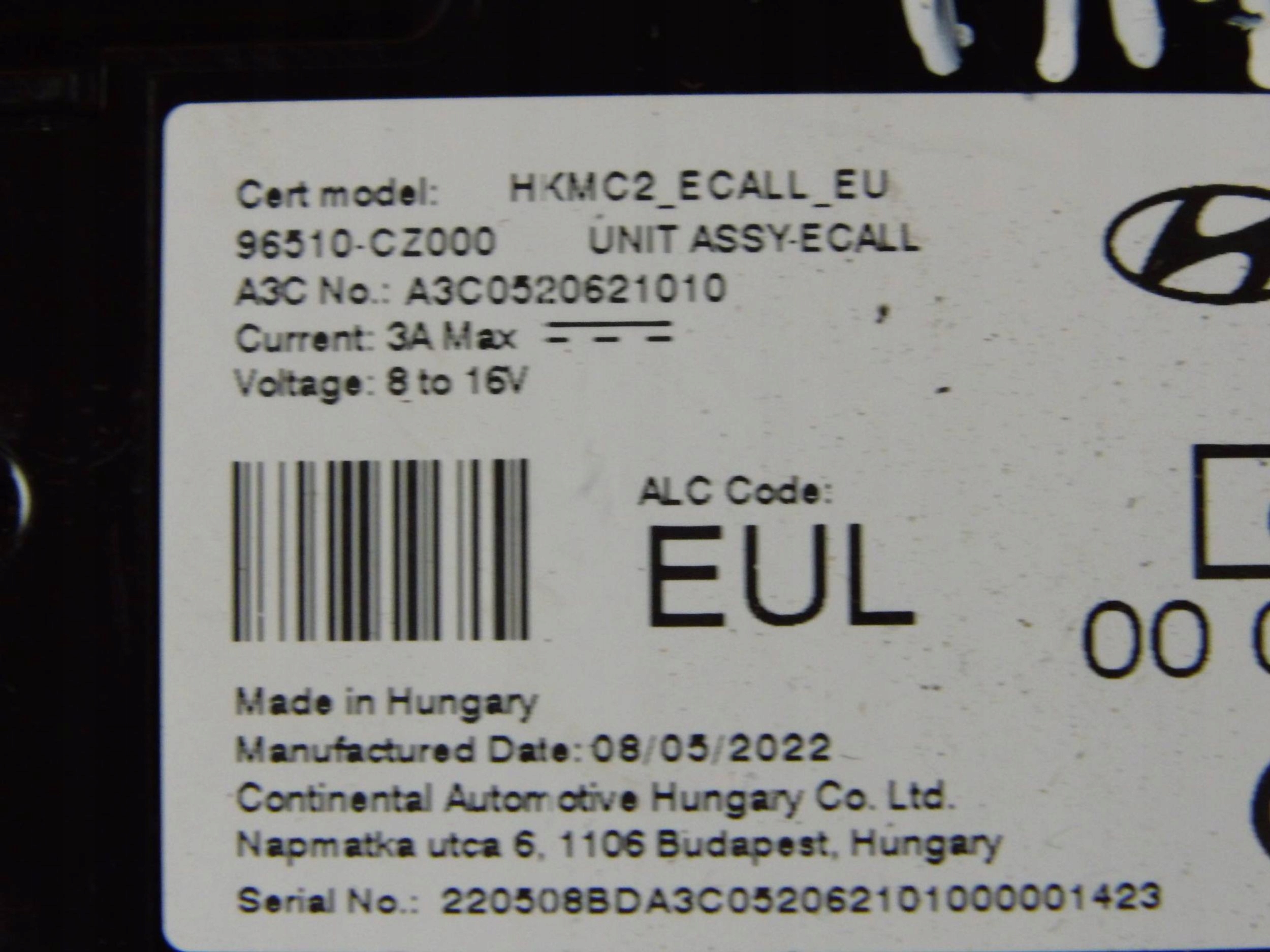 Hyundai Tucson IV NX4 module computer control unit ECALL 96510-CZ000
