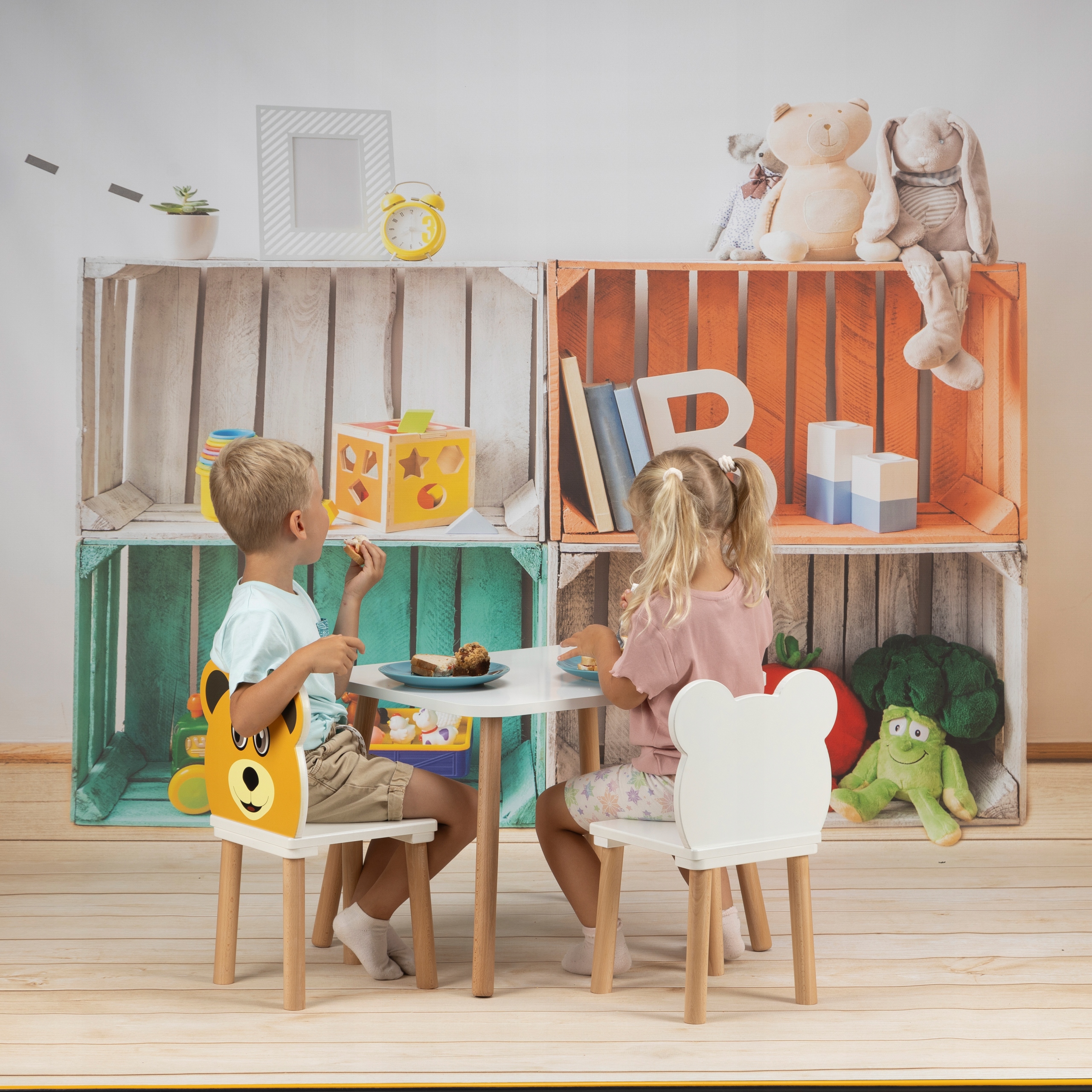stolik i krzesełka dla dzieci 50 x 70 x 47cm, dwa krzesełka zestaw mebli Kolekcja stolik
