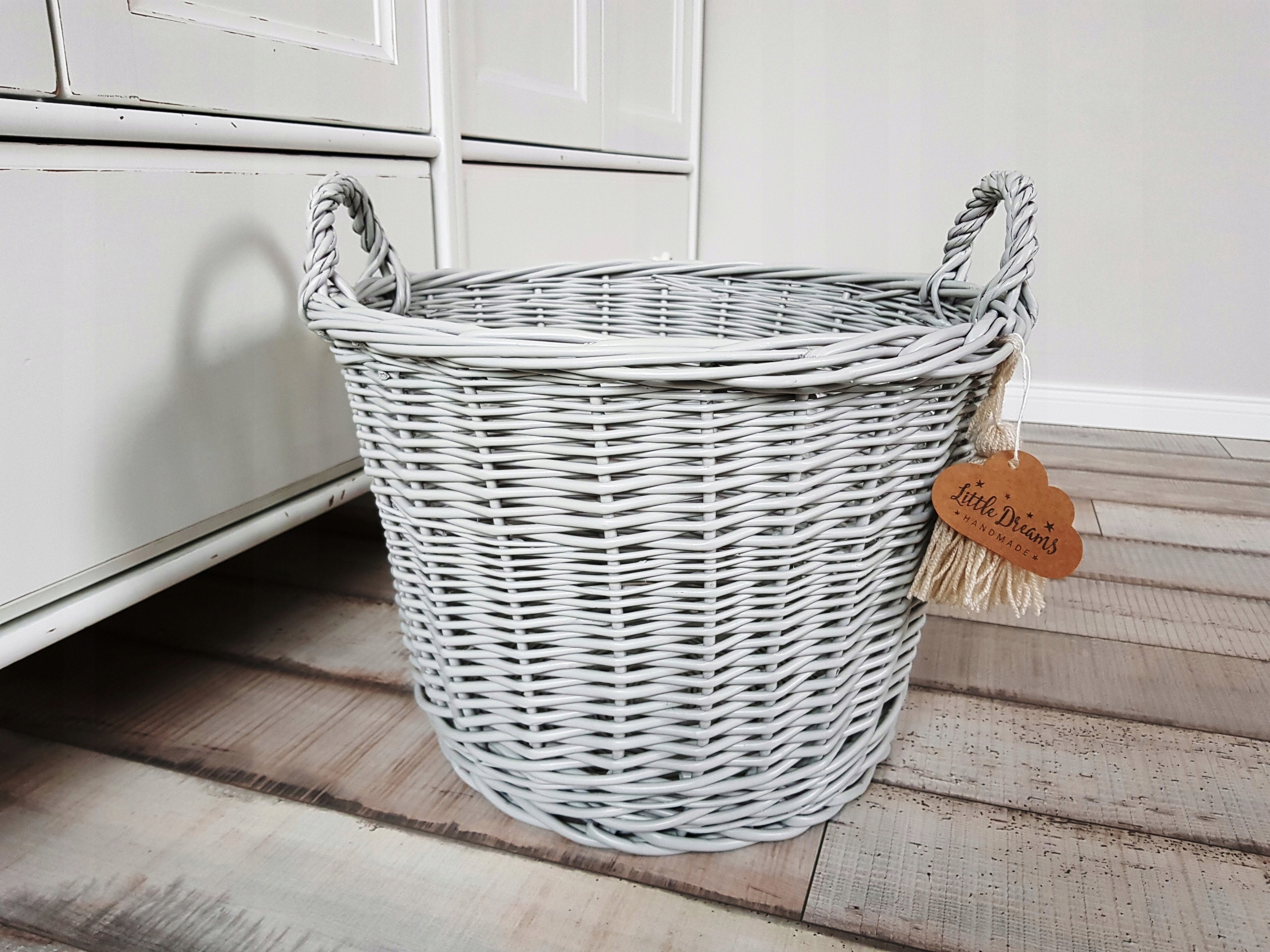 KOSZ WIKLINOWY NA ZABAWKI JASNY SZARY OKRĄGŁY Bohater brak