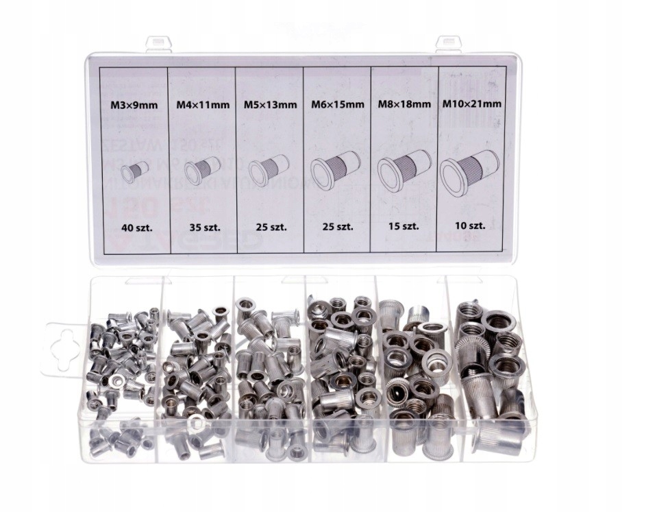 

Nitonakrętki M3-M10 Aluminiowe 150 Szt. Zestaw
