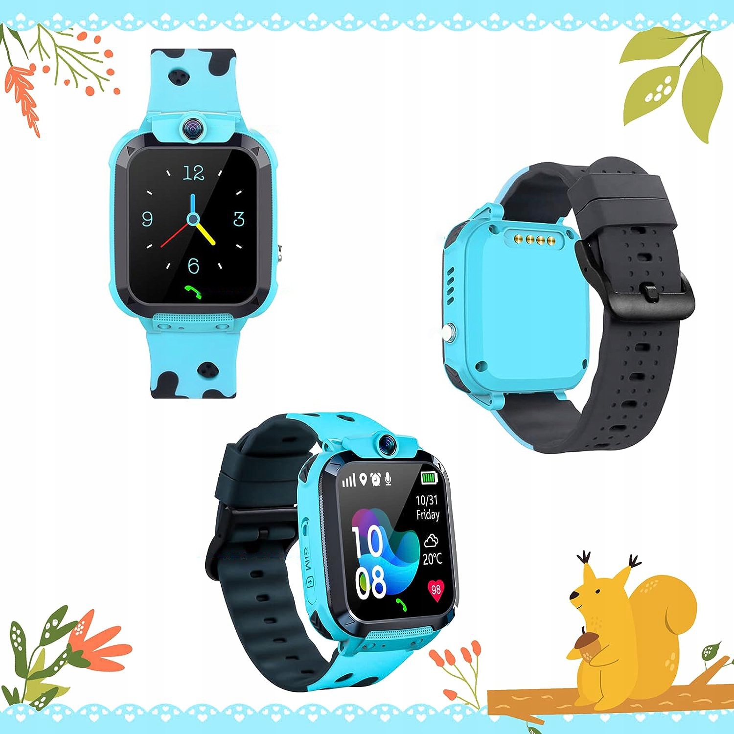 SMARTWATCH DLA DZIECI ZEGAREK LBS LOKALIZATOR SOS CHAT GŁOSOWY NIEBIESKI Szerokość paska 20 mm