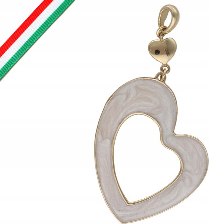 Zlatý přívěsek 585 srdce s bílým zdobením je ideální jako dárek 14k