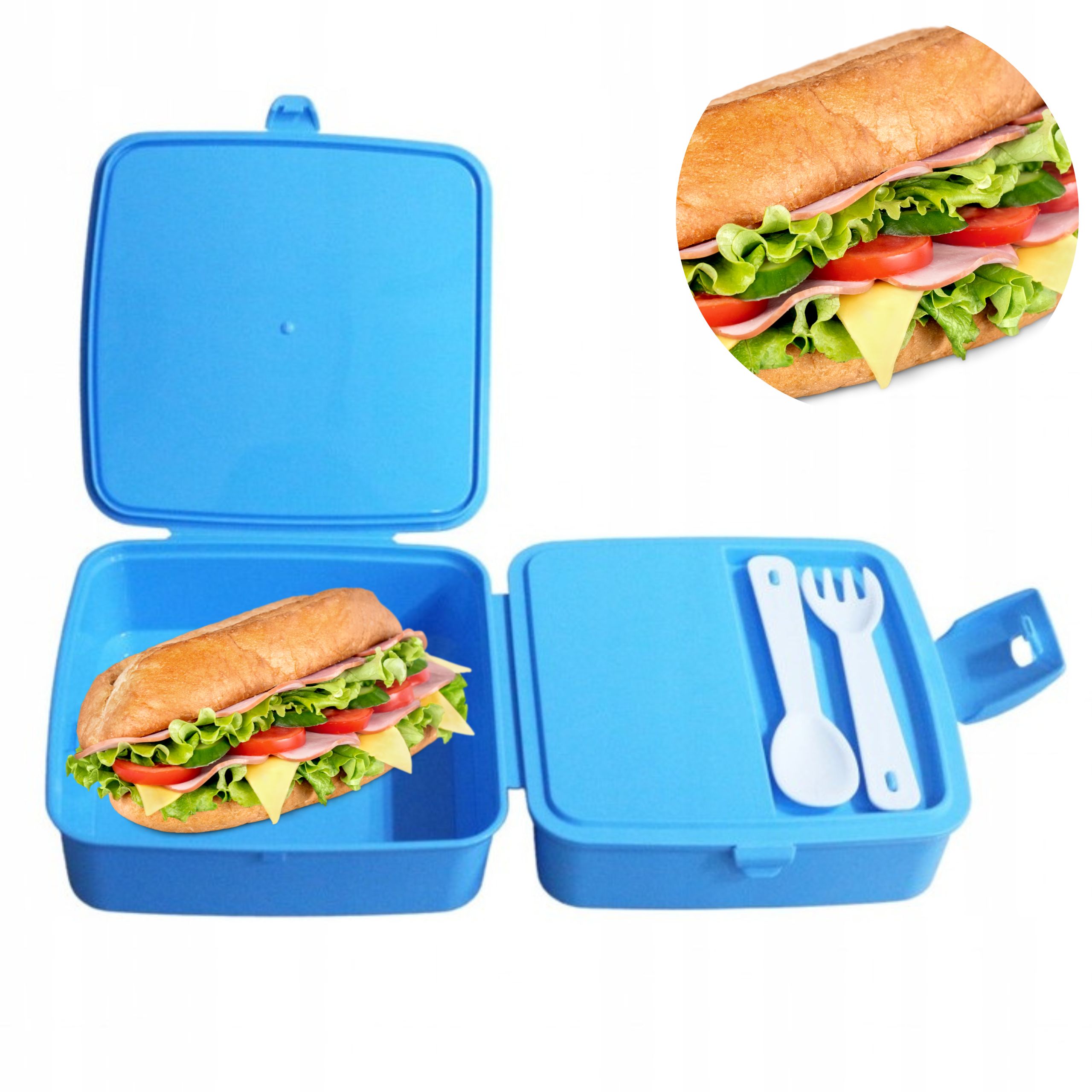 

Lunch Box Śniadaniówka Pojemnik 1,4L Ze Sztućcami