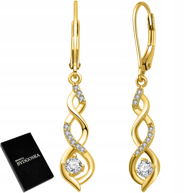 Stříbrné visací náušnice pozlacené stříbro 925 s anglickým zapínáním pro ženy