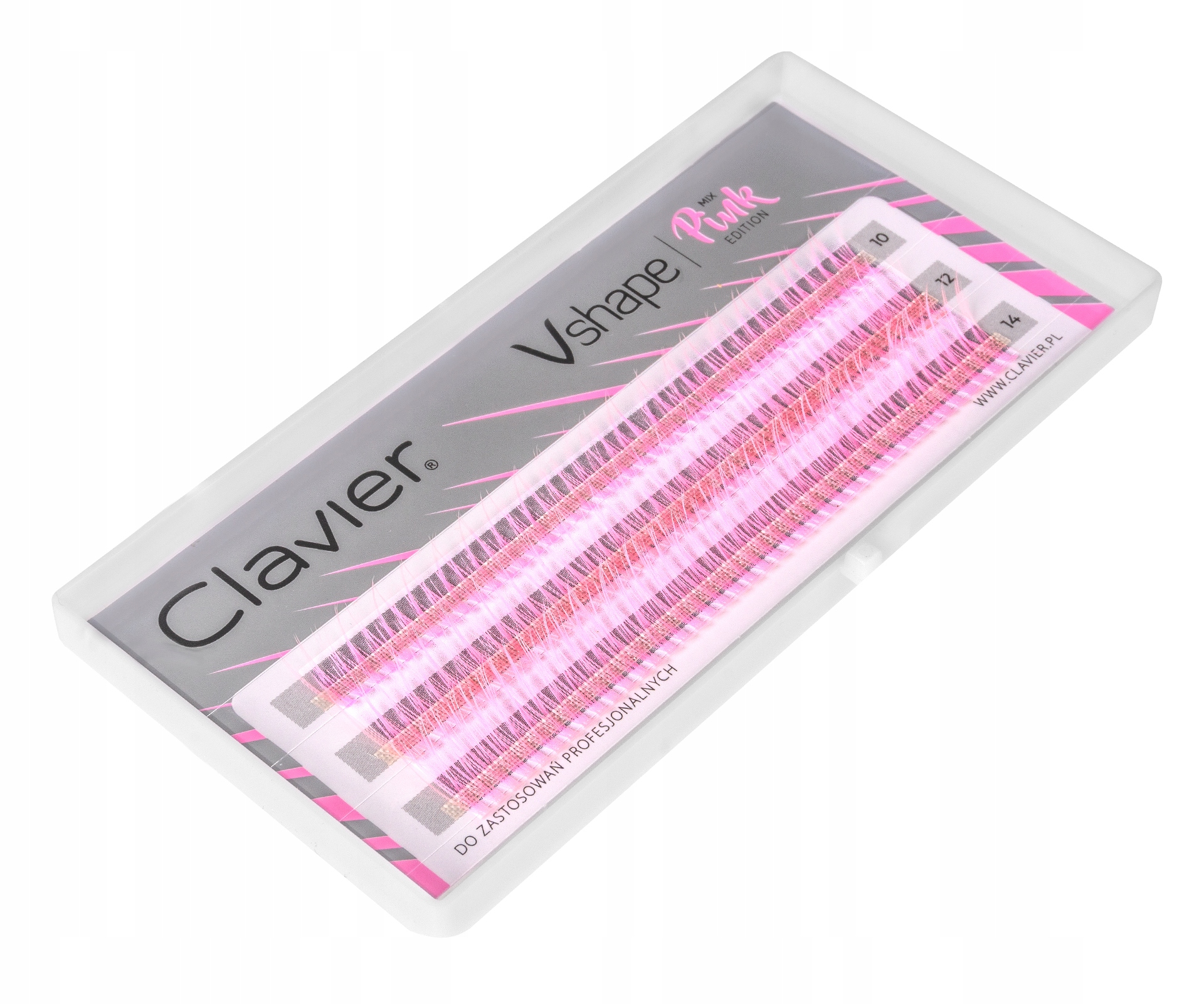 Kępki Rzęs V shape Colour 10,12,14mm - PINK, Mix Rodzaj rzęs w kępkach