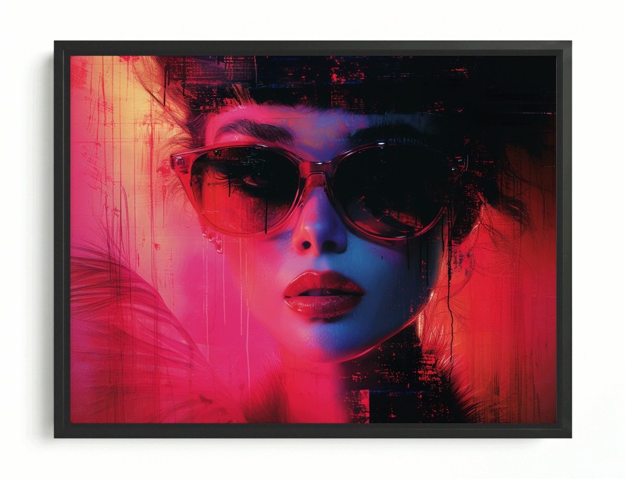 Obraz Rám American Box Portrét Žena Glamour Fashion Neon Urban 80x60