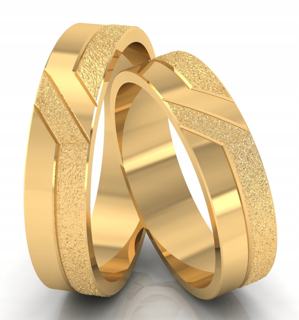 ZŁOTE OBRĄCZKI PR.333 MATOWANE DIAMENTOWANE GRAWER Marka Świat Obrączek