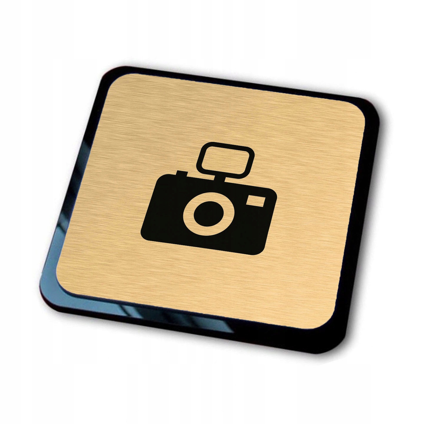 Złota tabliczka informacyjna aparat 10x10 cm 3D