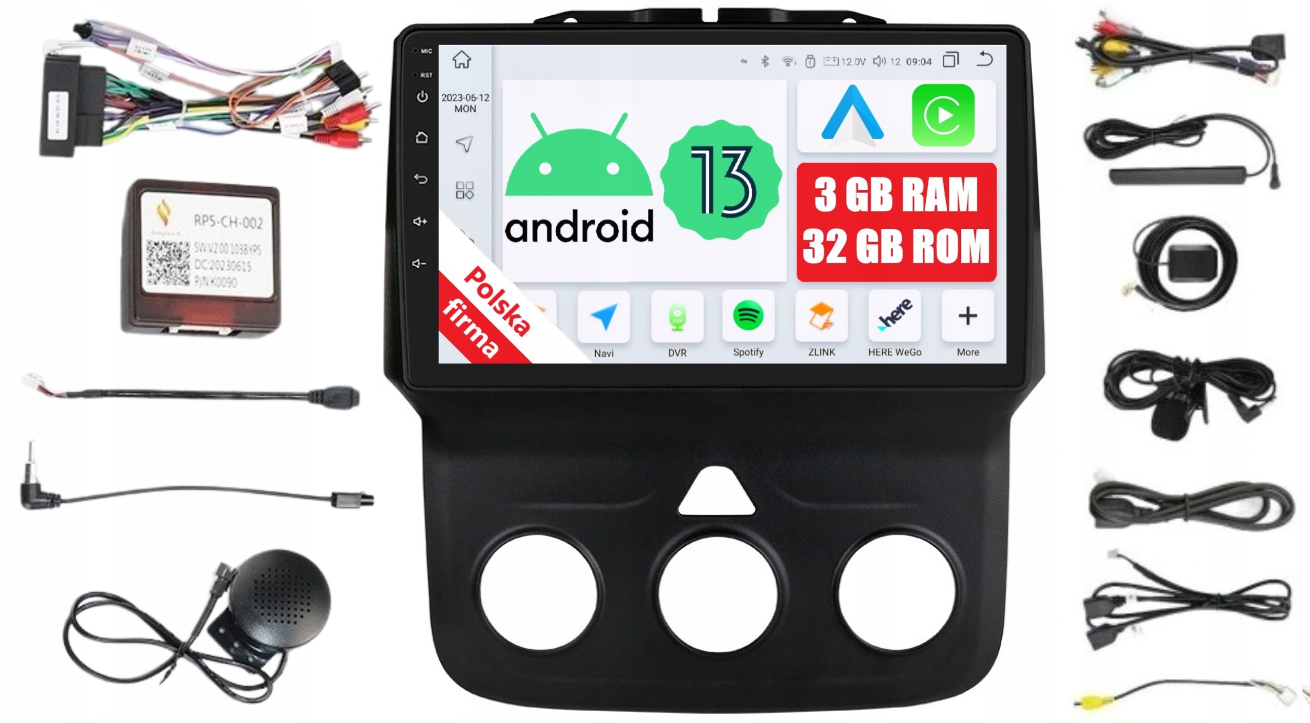 Navigace Rádio 2DIN Android Dodge Ram 4 IV 3/32 Gb Dsp Carplay Lte