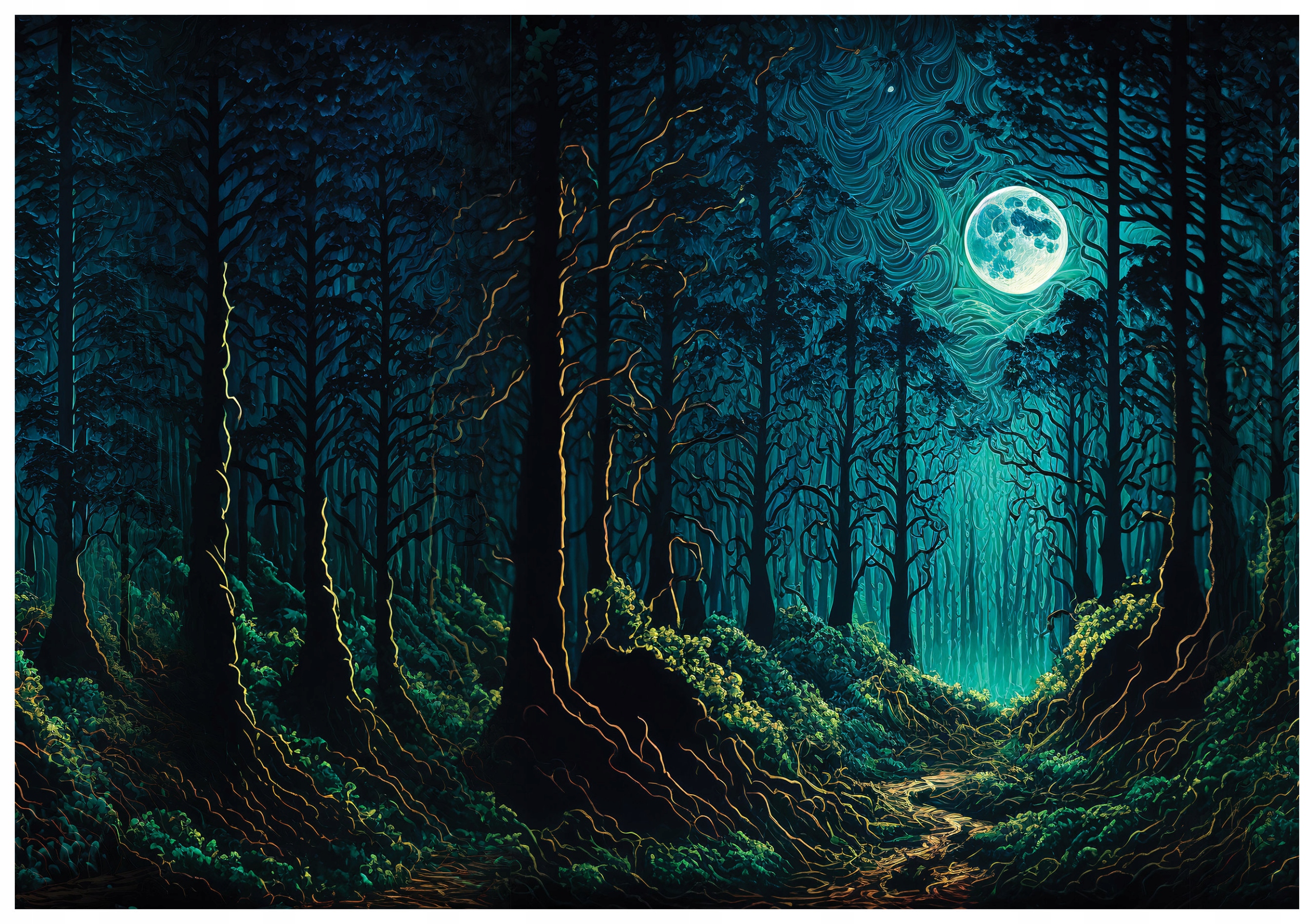 Fototapeta Noční les Cesta Světlo Měsíce Tajemná 312x219 lepidlo