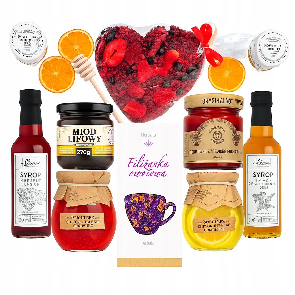Levně Velký Koš Dárková Sada Dárek Med Čaj Džemy Čokoláda Sirup