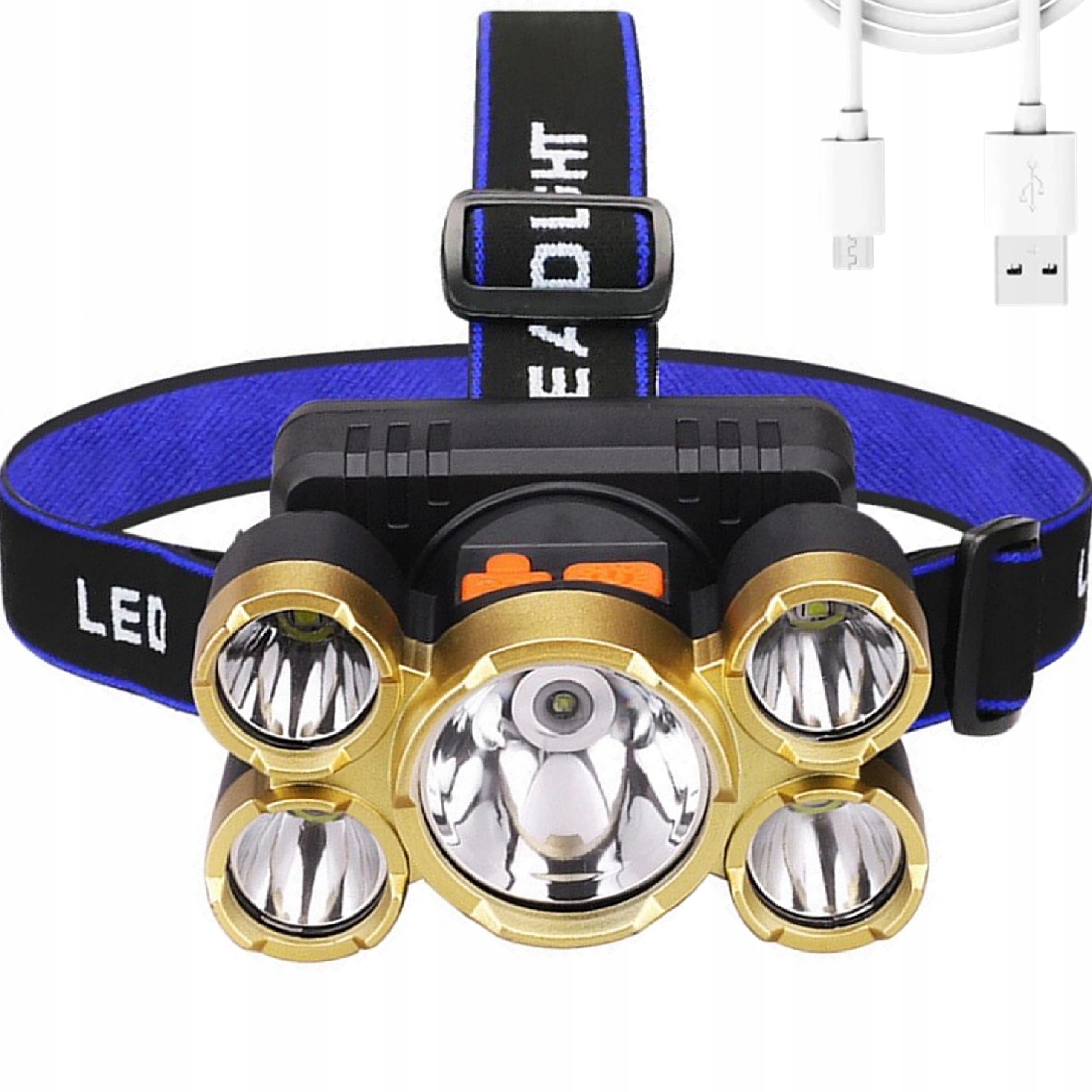 

Latarka Czołowa 5 x Led Czołówka Mocna Lampka Cree