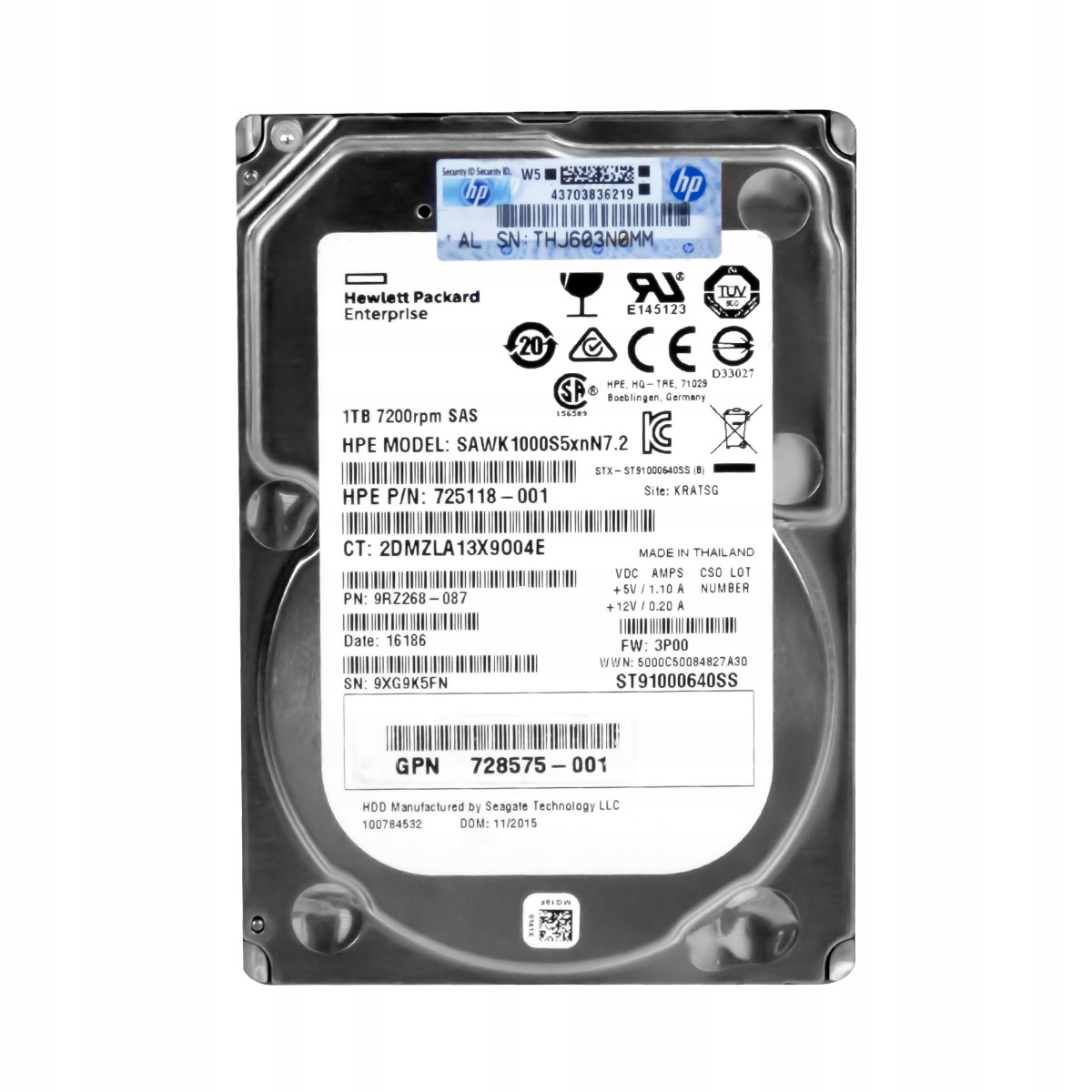 Hp 725118-001 1TB 7.2K SAS-2 2.5' SAWK1000S5xnN7.2
