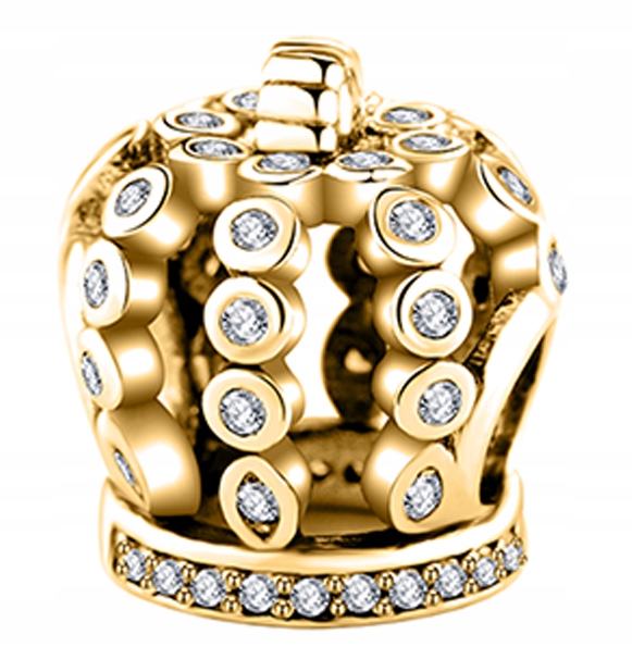 Zlaté přívěsky Koruna v korunkových zirkonech s bílými zirkony Stříbro 925