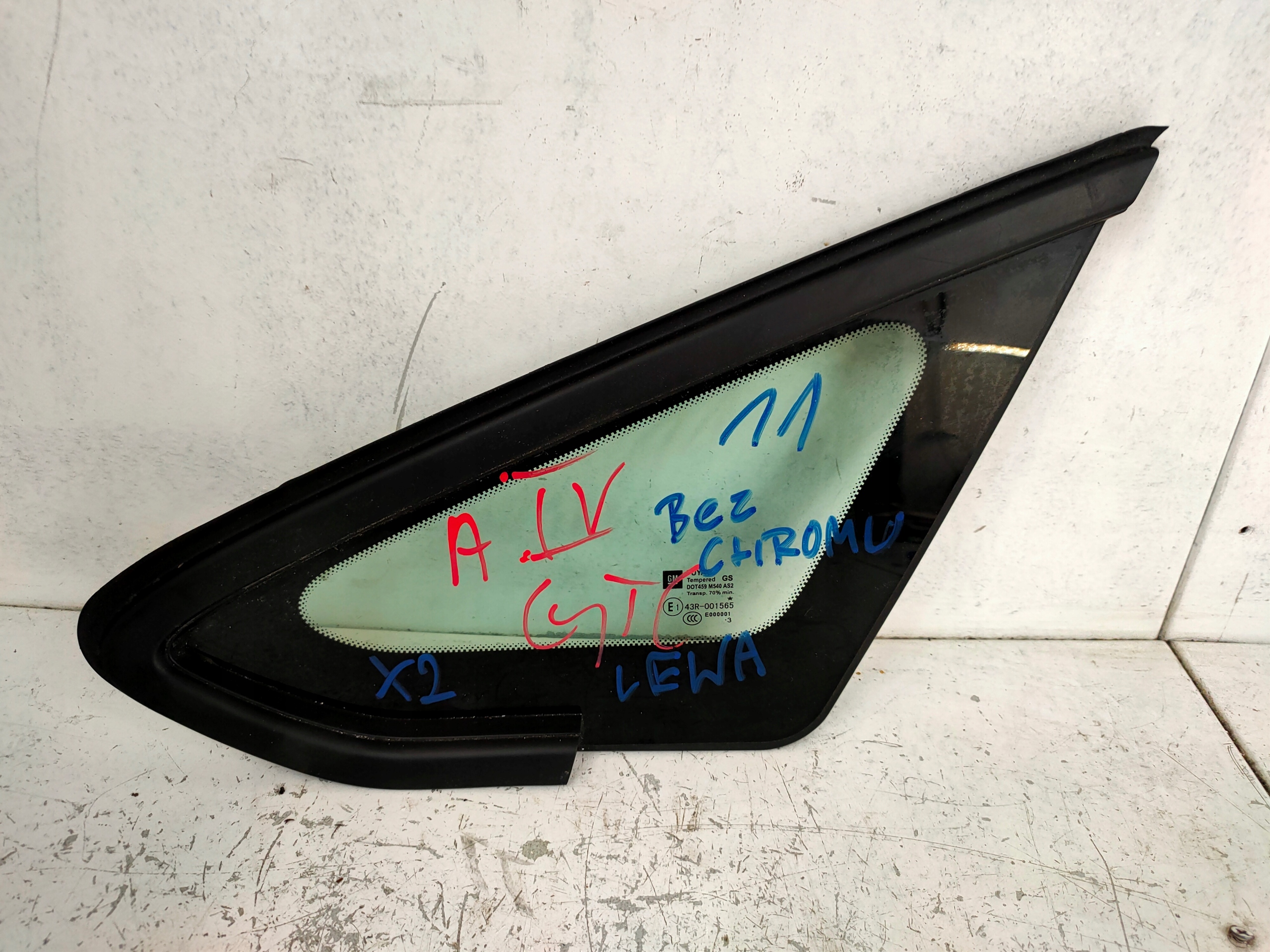 13265035 - СКЛО КУЗОВА ЛІВИЙ ПЕРЕДНІЙ ASTRA J GTC БЕЗ ХРОМУ