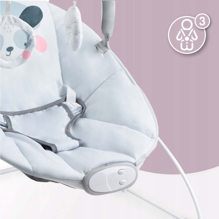 LEŻACZEK DLA NIEMOWLĄT - MoMi GLOSSY SZARY - ZABAWKI MELODIE WIBRACJE Model Glossy