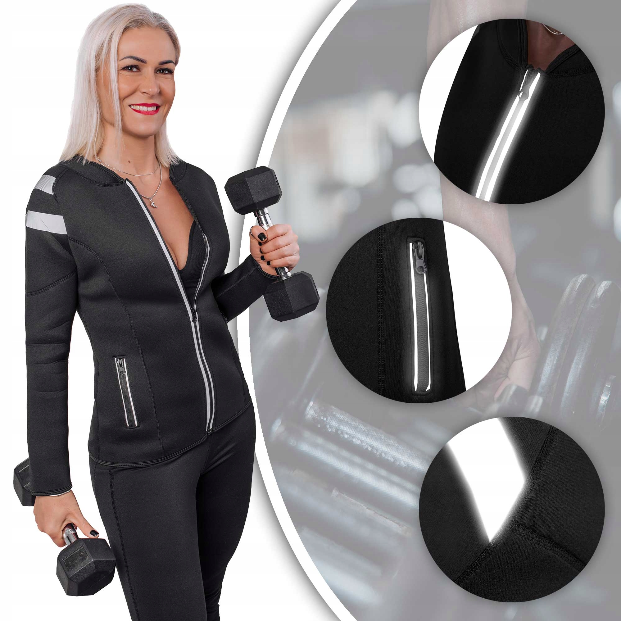 BLUZA NEOPRENOWA DŁUGI RĘKAW FITNES TRENING Dekolt okrągły