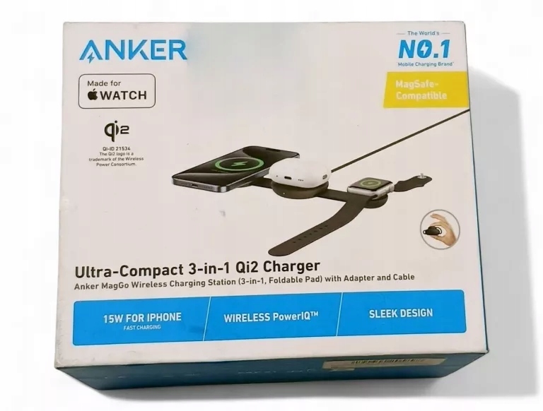 Przenośna Składana Ładowarka Indukcyjna Anker Maggo QI2 3W1 Podróżna