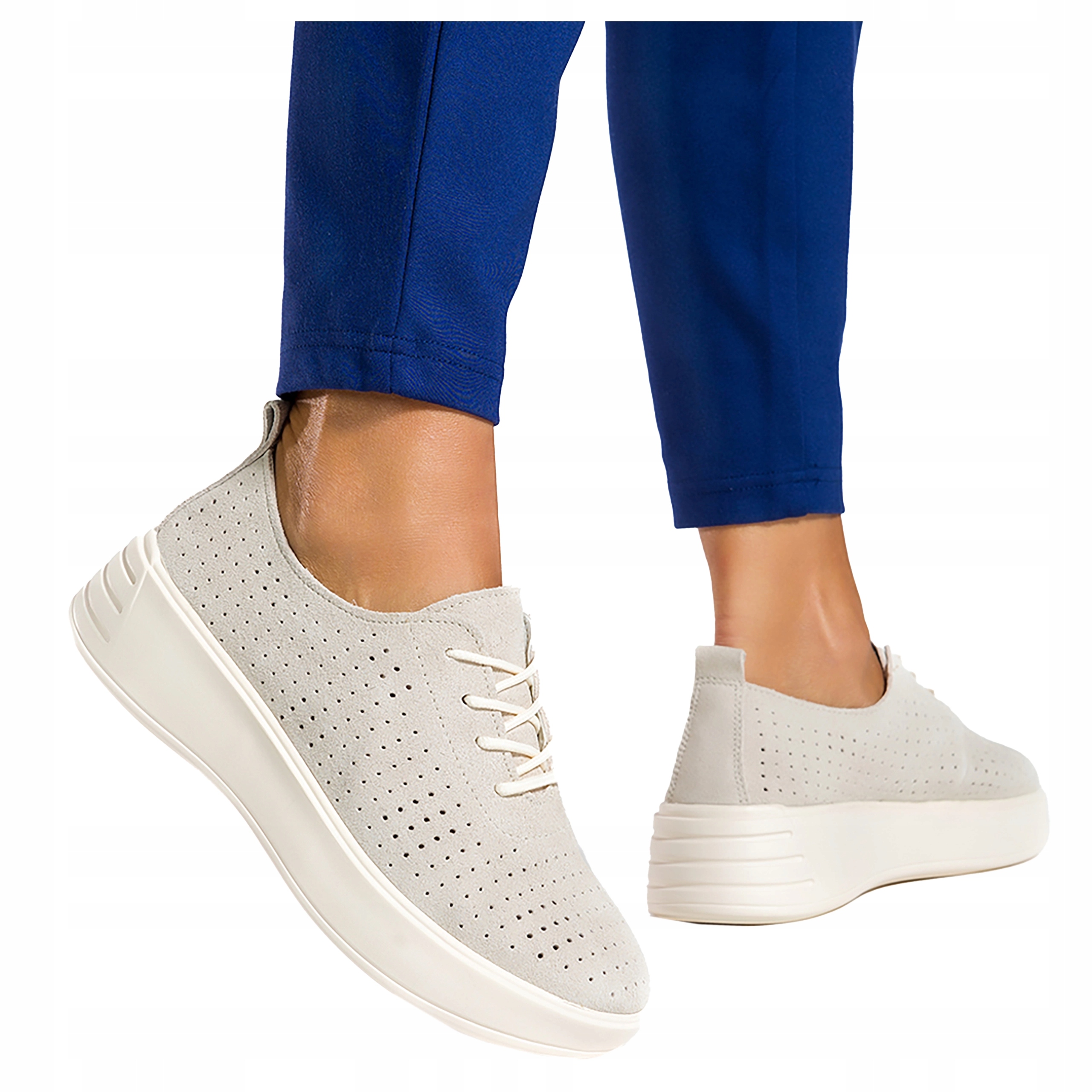 Béžové dámské Polobotky na platformě Tenisky Sportovní obuv Ažurová velikost 38