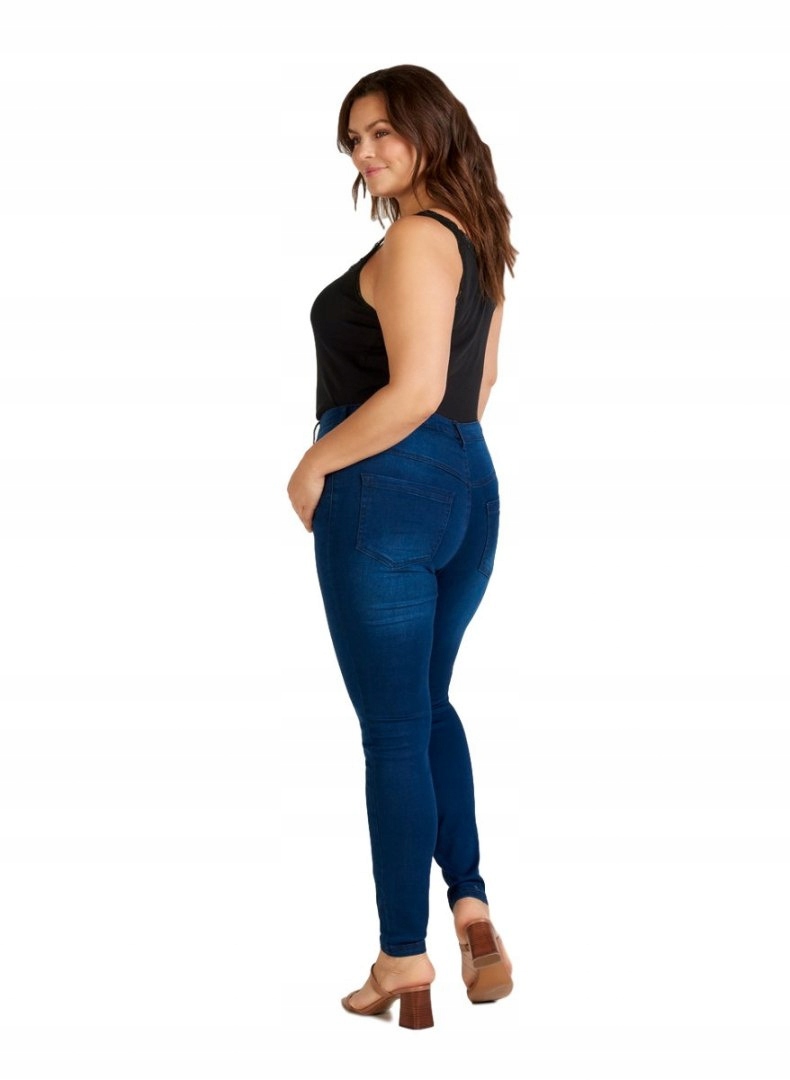 Kalhoty Tmavě Modré Džíny Trubičky Blue Denim Vysoký Pas Zizzi N78 305L 42