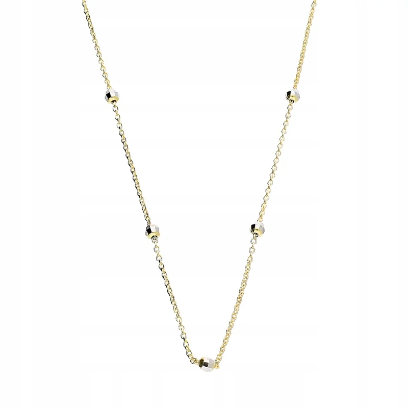 Zlatý jemný řetízkový náhrdelník s třpytícími se kuličkami jako dárek 14kt