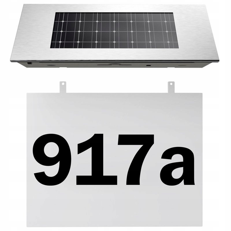 LAMPA SOLARNA Z NUMEREM DOMU STAL NIERDZEWNA BIAŁA Szerokość produktu 18.5 cm