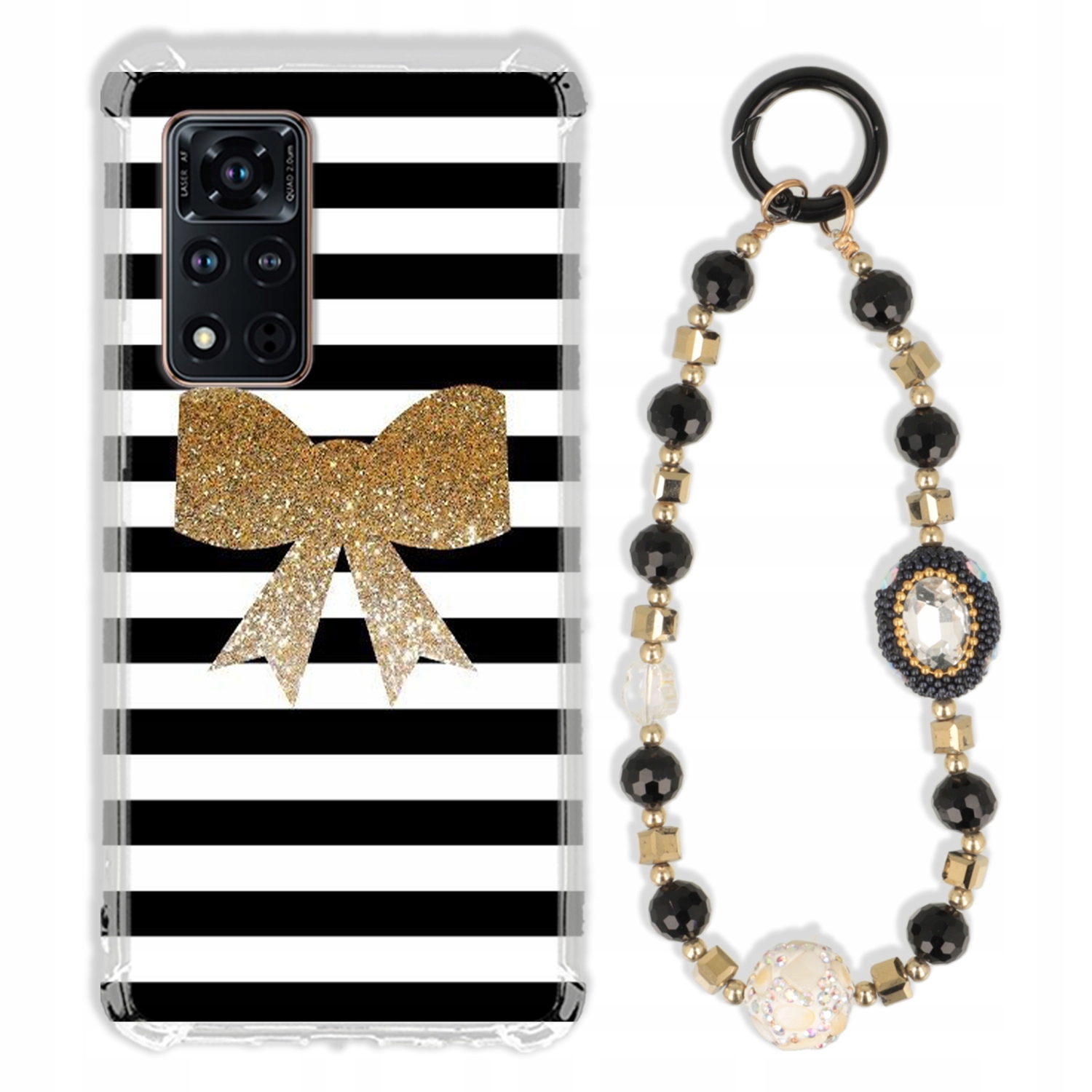 Puzdro Na Huawei Honor V40 Antishock Zirkóny Čierno Zlaté|odolné|pevné