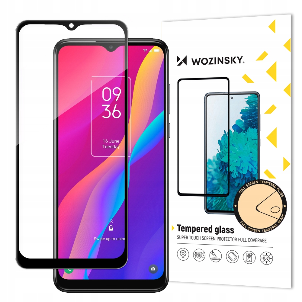 Wytrzymałe szkło hartowane 9H na cały ekran Tcl 30E z ramką Case Friendly c