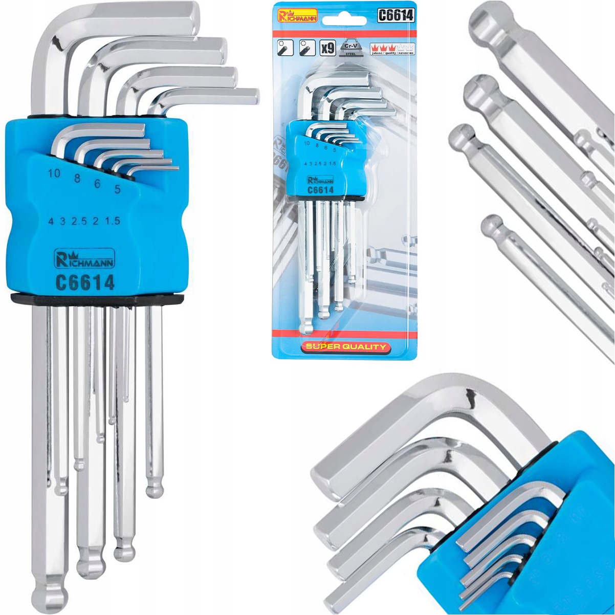 Zestaw Kluczy Imbusowych Klucze Imbusowe Imbusy Komplet 1.5 10 MM 9 Sztuk
