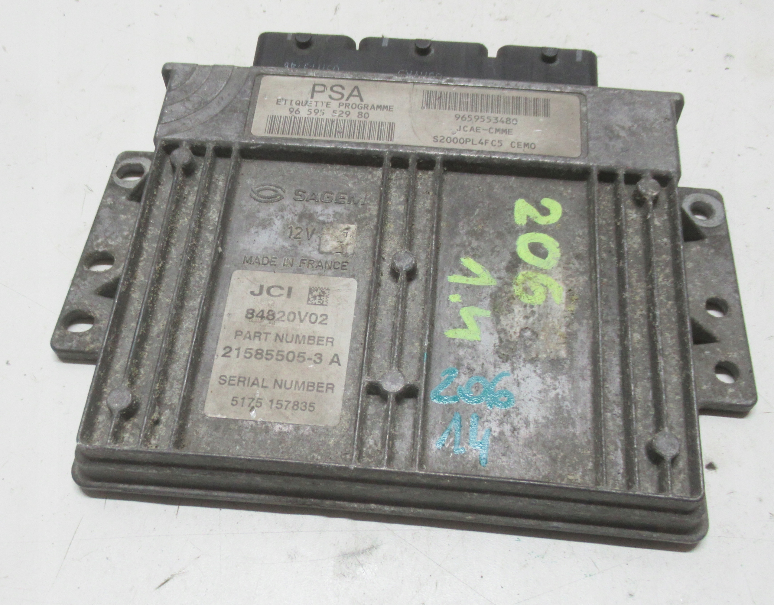 PEUGEOT 206 1.4 computer control unit of the engine 9659553480 9659552980