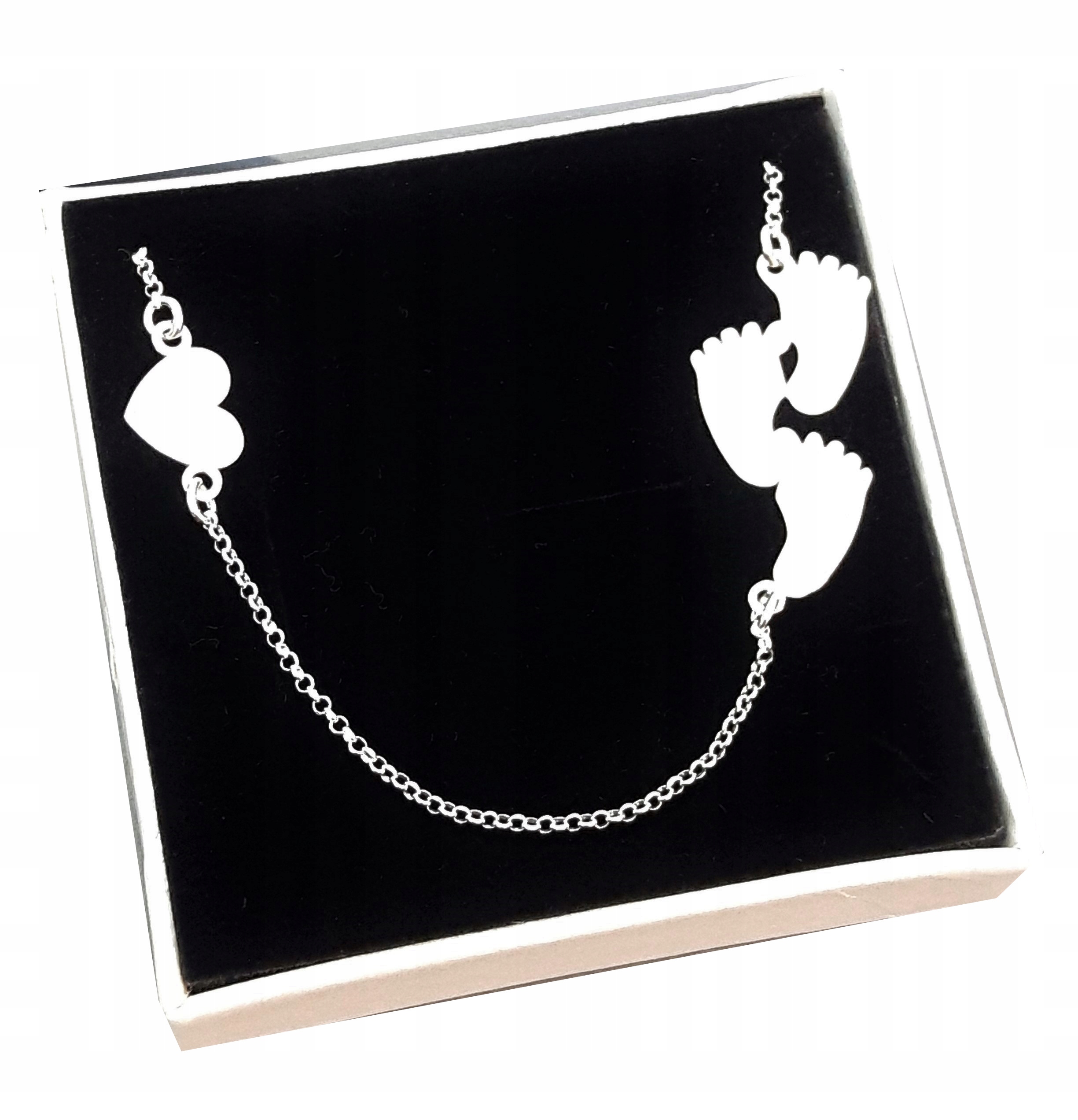 

Naszyjnik trzy stópki dziecka grawer Srebro 50cm