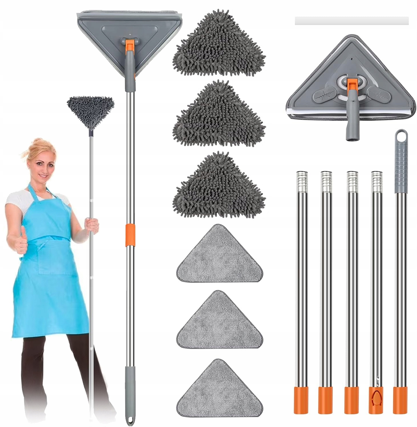 Levně Regulovatelný Trojúhelníkový Mop Na Čištění 25-85in 6 Hadrů
