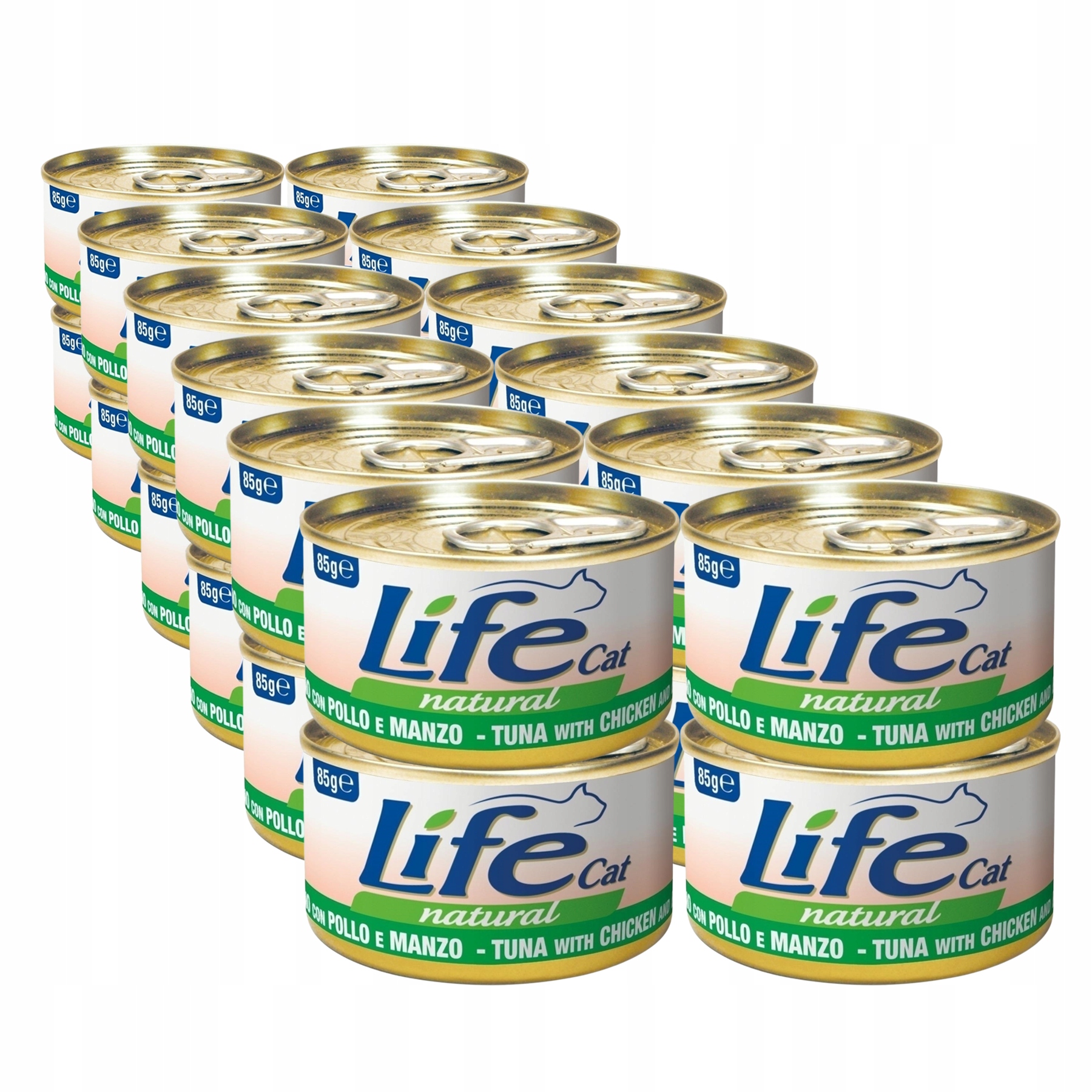 Levně Life Cat Natural pro kočky konzerva 24x85 g tuňák kuře hovězí maso