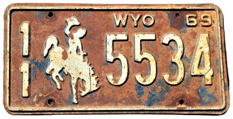 Wyoming 1969 - oryginalna tablica rejestracyjna z USA