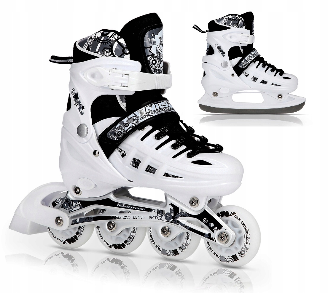 

Białe Łyżworolki Regulowane 35-38 Damskie Koła Led