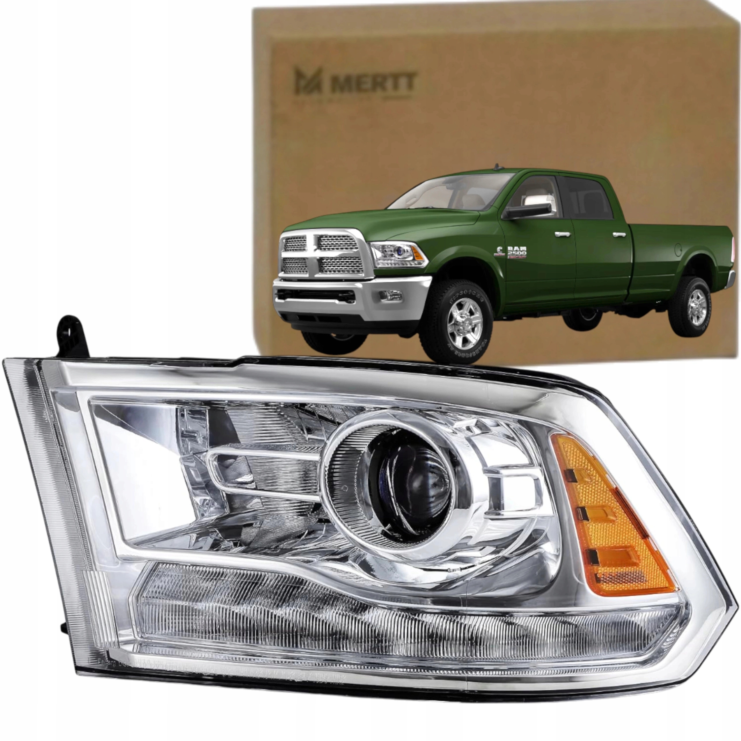 Dodge Ram 2008-2018 Levý Světlomet Přední Světlo 68093221AD Evropa Stříbrná