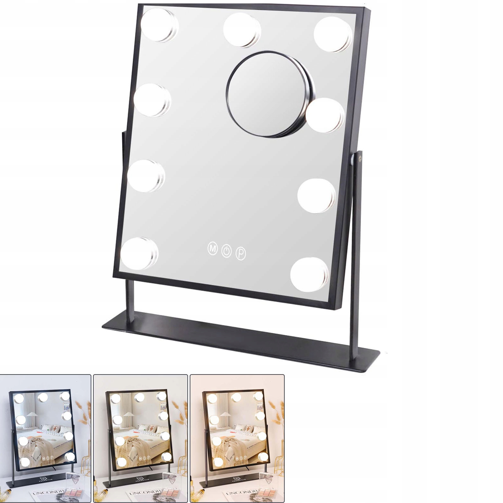 Kosmetické podsvícené kosmetické zrcátko 9 Led Hollywood