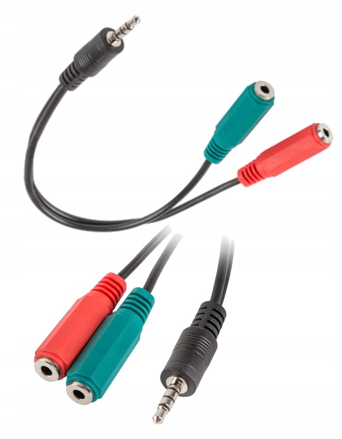 ADAPTER na słuchawki i mikrofon przez 1x MiniJack Długość kabla 0.2 m
