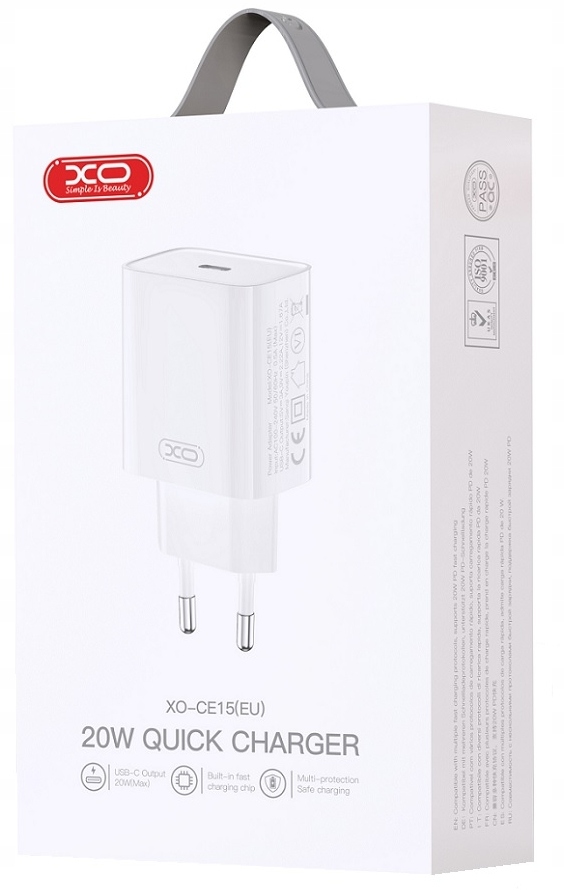 Szybka Ładowarka Sieciowa USB typ C PD 20W Quick Charge USB-C do Telefonu Prąd wyjściowy 3000 mA