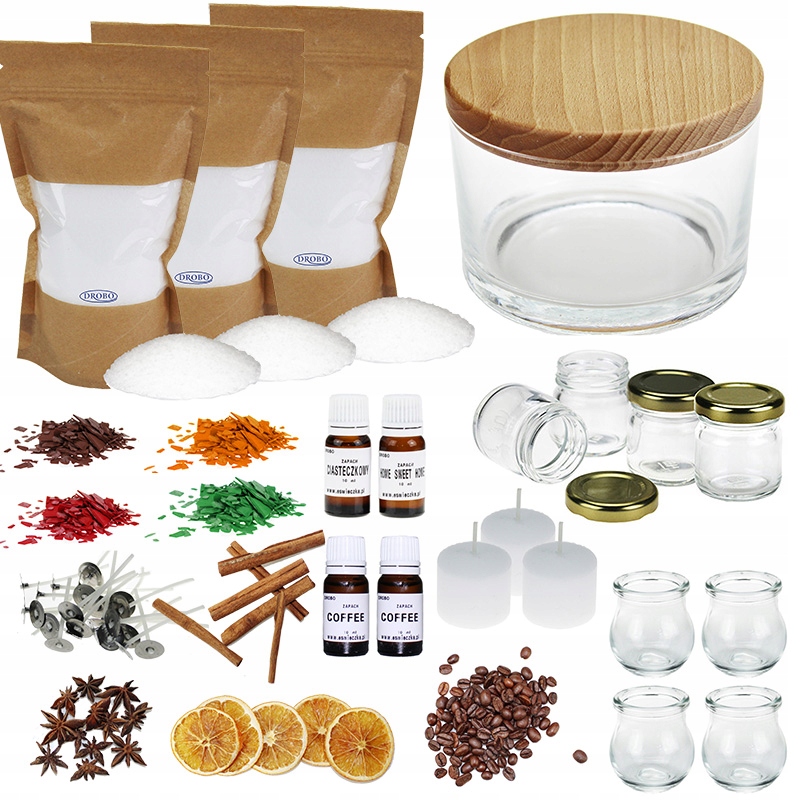 Sada na výrobu svíček velká XXL s elegantním průhledným sklem