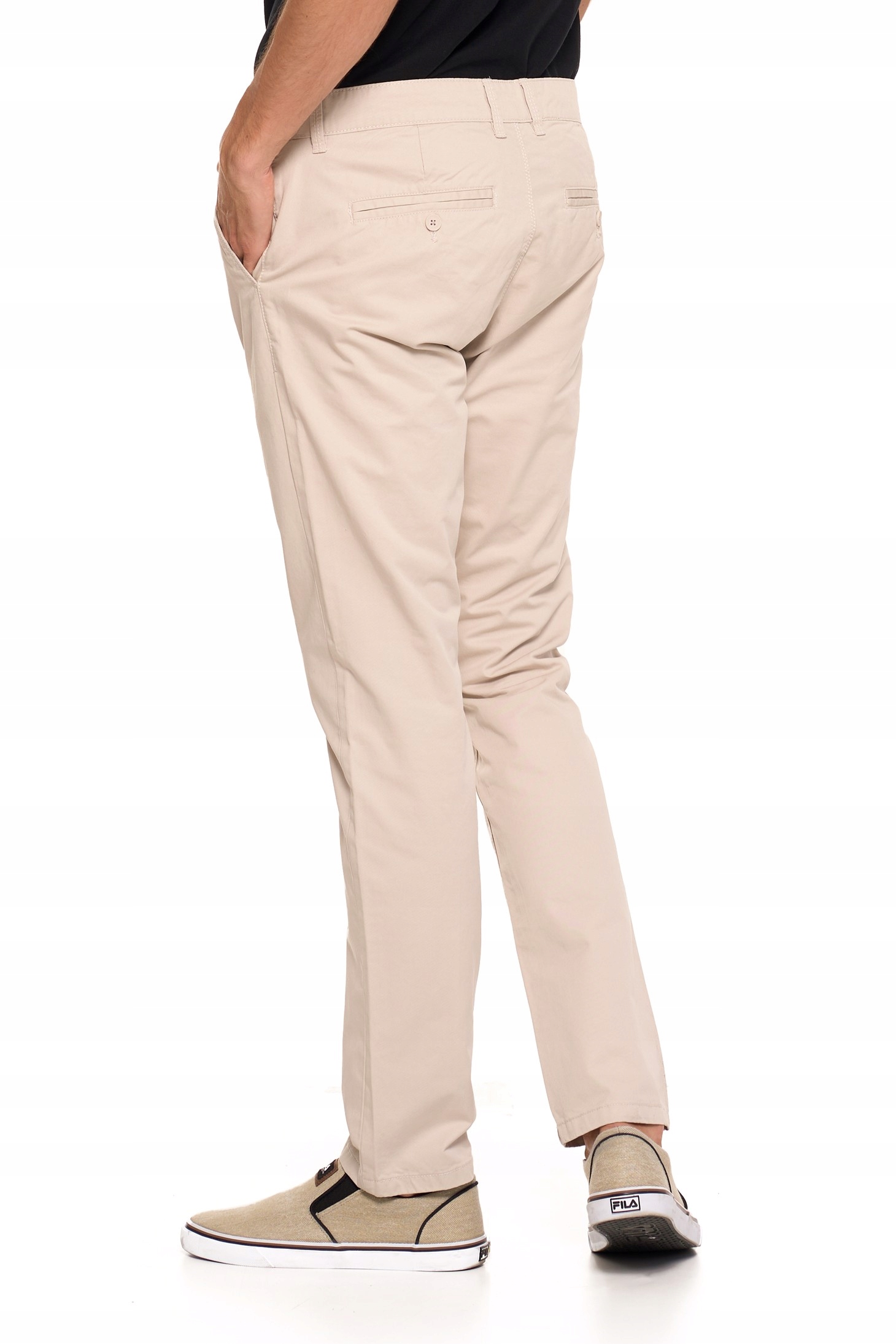 SPODNIE MĘSKIE MATERIAŁOWE CHINOSY BAWEŁNIANE ELEGANCKIE MORAJ BEŻOWE 34 Rozmiar 34