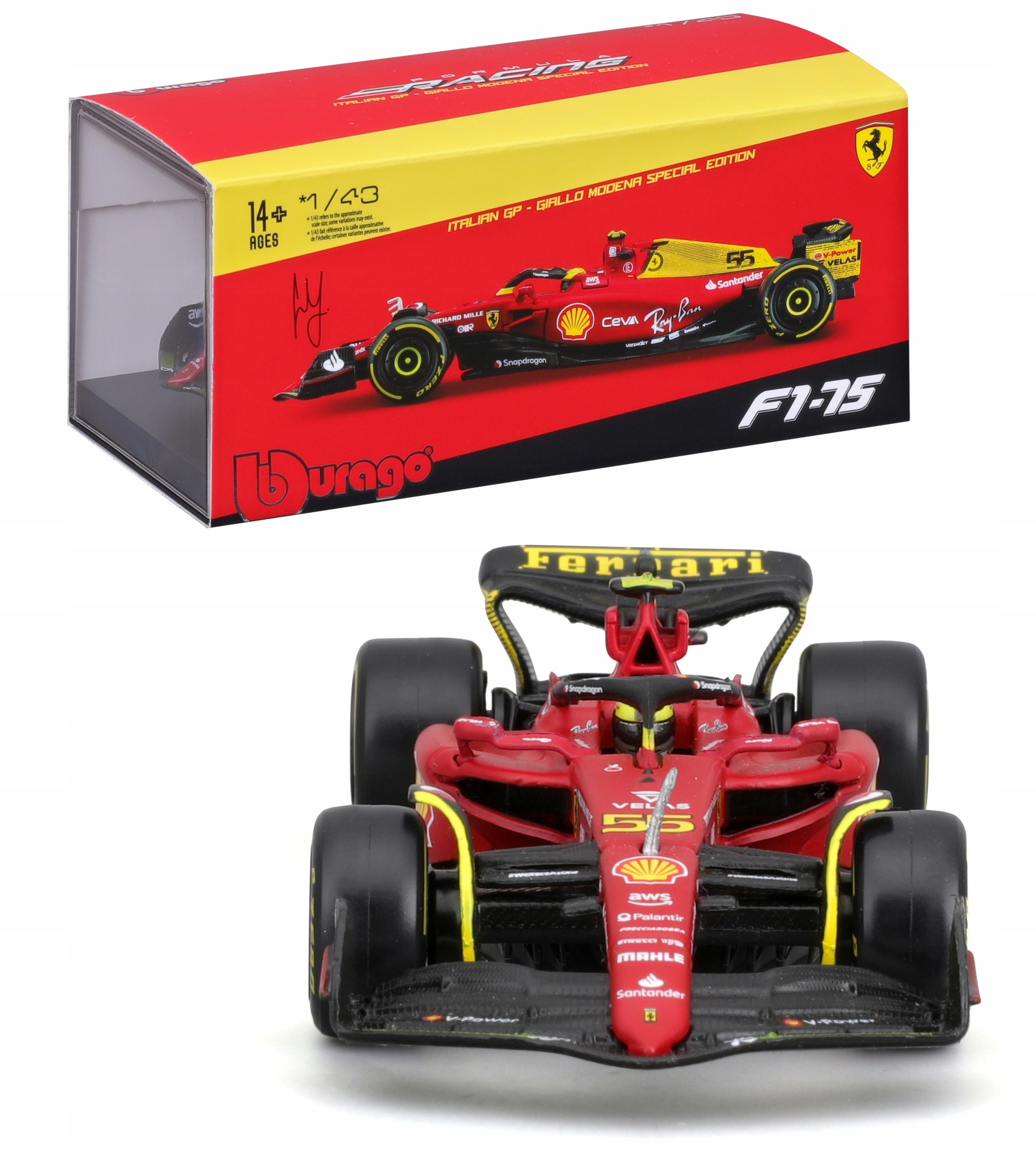 Ferrari F1-75 Gp Itálie 2022 Carlos Sainz Bolid F1 1:43 Bburago 18-36831