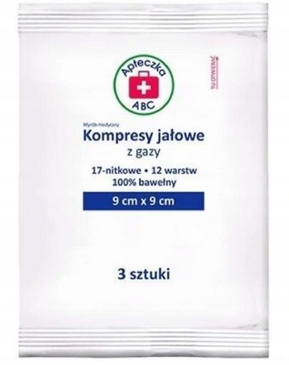 

Kompresy jałowe z gazy 9cm x 9cm 3szt Apteczka Abc