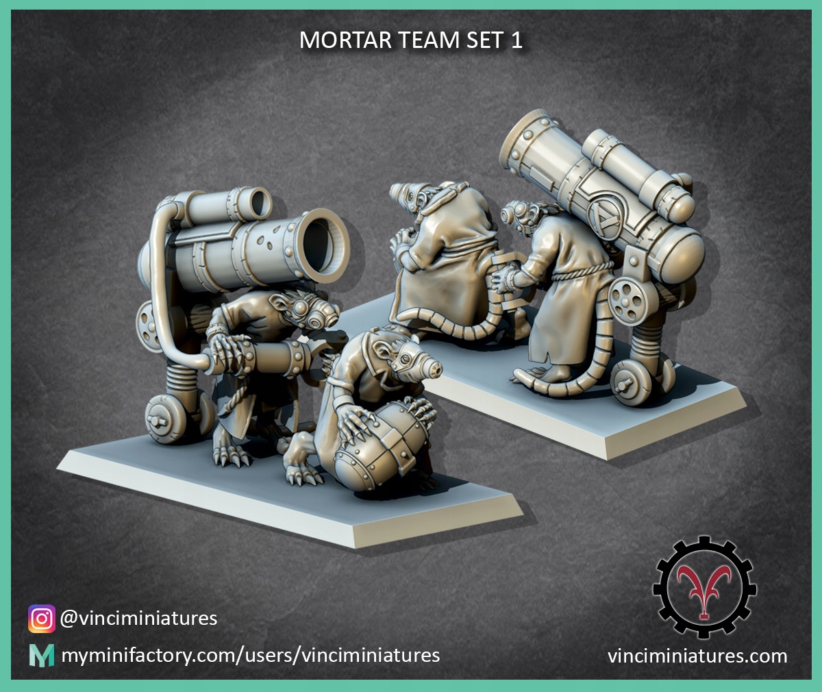 Mortar Team set 1 - Vinciminiatures - Druk 3D