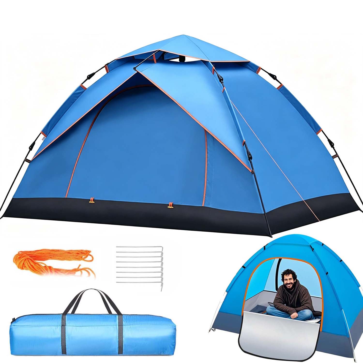 Stan Pro 4 Osoby Na Kempování S Taškou 200x200x130 cm, Uv Odolný